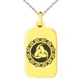 thumbnail image 1 of Stainless Steel Triskelion Triple Horn of Odin Viking Engraved Small Rectangle Dog Tag Charm Pendant Necklace, 1 of 1