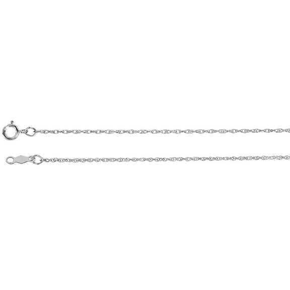 14k White Gold Necklace - .8 Grams - 16 Inch 1mm Rope Chain With Spring Ring