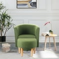 thumbnail image 6 of Dazone Modern Wood Linen Fabric Sponge Solid Print Swivel Armchair with Footstool, Green, 6 of 6