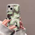 thumbnail image 4 of Wavy Pattern Painted Case For iPhone 14 Funda Makeup Mirror Cases For iPhone 15 11 14 12 13 Pro Max X XR XS Max Shockproof Cover W268 For iPhone 12 Pro, 4 of 6