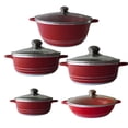 thumbnail image 1 of Batería de Cocina RD Royal Cook Roja Granito/tapa cristal 10 piezas, 1 of 5