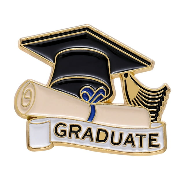 Pins esmaltados de graduación Gorra de graduación y diploma escolar Pins esmaltados de solapa para estudiantes Broche esmaltado con letra negra para insignias y accesorios