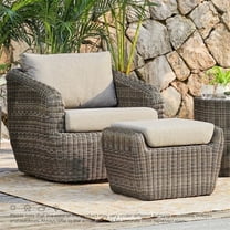 CHITA Patio Wicker Furniture Set Outdoor Rattan Bistro Set with Wicker Chair and Ottoman, 2-Pieces