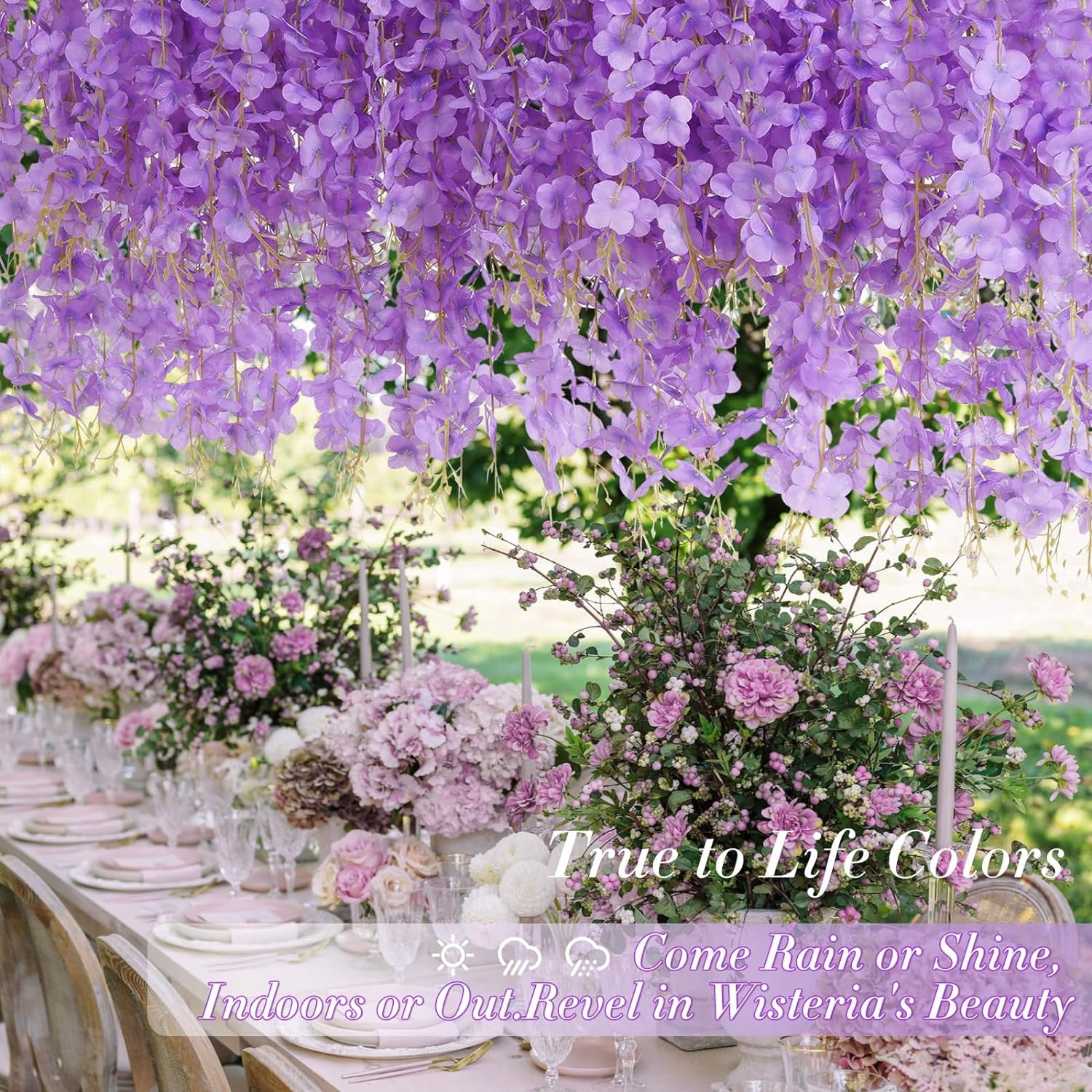 Wisteria Hanging Flowers, 3.6 Feet/Pcs Pink Wisteria Artificial Flowers, Fake Wisteria Flowers Garland, Hanging Wisteria Vines for Bedroom Wedding Home Party Wall Decoration