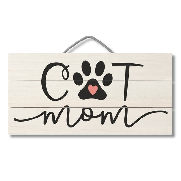 CounterArt "Cat Mom" Decorative Slatted Pallet Wood Sign 12" by 6"