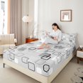 thumbnail image 3 of Castle Fairy Minimalism Outlined Square King Sheets 4pcs,Abstract Solid Square Bedding,Charcoal Gray White,1 Flat Sheet, 1 Fitted Sheet and 2 Pillowcases, 3 of 7