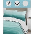 thumbnail image 4 of Quilts Twin Size, Turquoise Ombre Soft Comforter Bedding Set for Bed, Modern Abstract Art Ocean Oil Painting Lightweight Quilted Bedspread with Pillow Cover(2 Pieces) for All Season, 68x86 Inch, 4 of 6