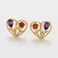 thumbnail image 3 of Aretes Corazón Flores Swarovski Amatista Granate Oro 14K Lam dorado Unitalla, 3 of 7