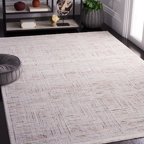 Safavieh Harlow Dacre Distressed Polyester Area Rug, Ivory Gray/Rust, 5'3" x 7'6"