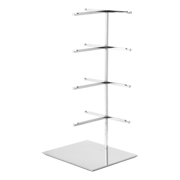 Soporte para gafas de sol, 1 paquete - Estante de gafas de acero inoxidable, soporte de 4 niveles con base (plata)