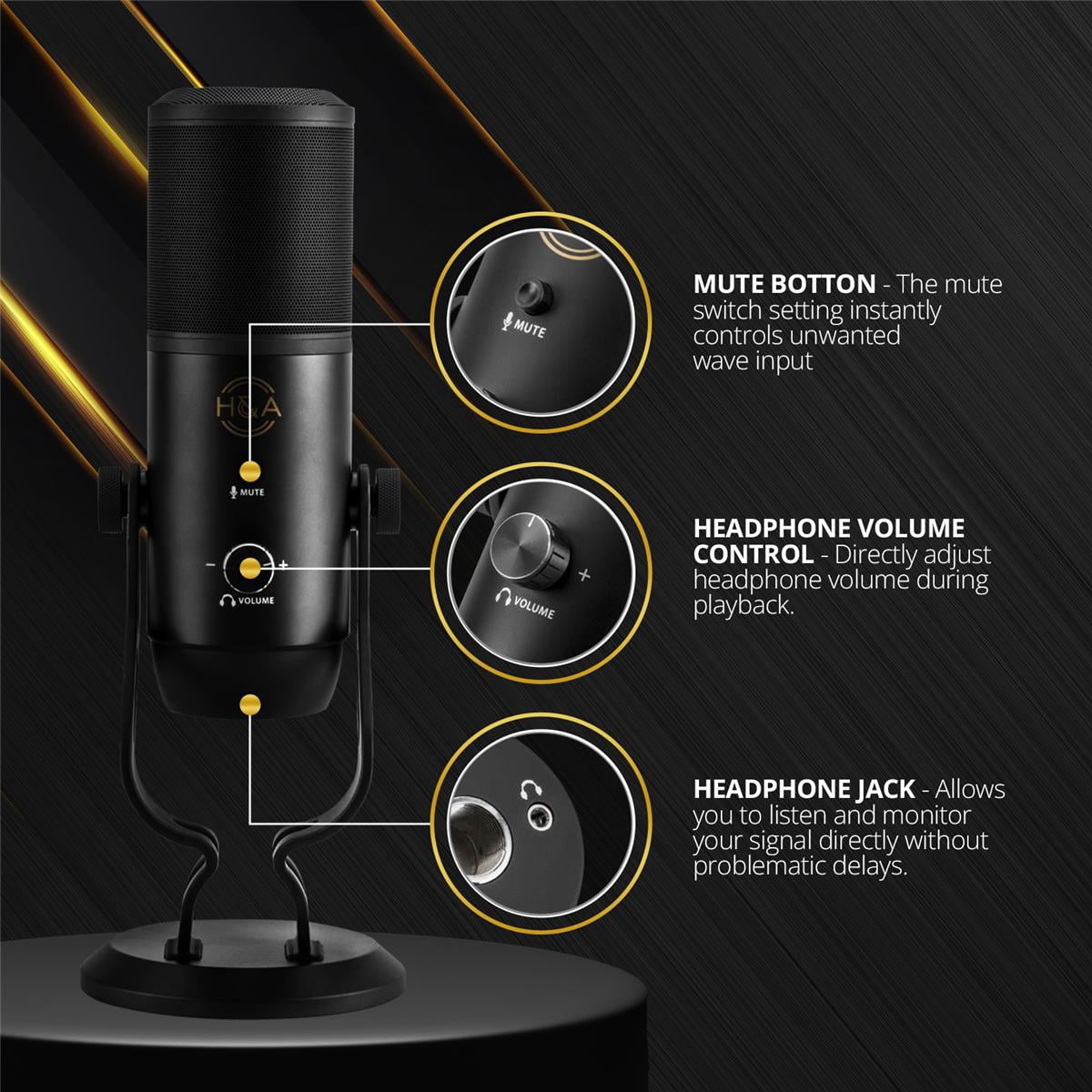 H&A UMP-5 Professional USB Multi-Pattern Condenser Microphone