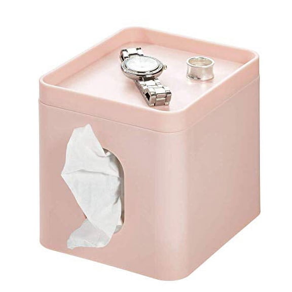 iDesign Cade Facial Tissue Cover, Boutique Box Bathroom Holder for Vanity, Countertops, Desk, Office, Dorm, Blush