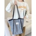 thumbnail image 3 of Sac à Bandoulière en Toile pour Femmes, Sac à Livres à Carreaux Rouges, Sacs de Courses Quotidiens, Sacs à Livres pour Étudiants, Sacs à Main en Coton, Grand Sac Fourre-Tout pour Filles Rouge, 3 of 6