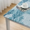 thumbnail image 4 of HAOXIT Summer Blue Coral Tablecloth Sea Ocean Table Cloths Indoor Outdoor Botanical Table Waterproof Table Cover for Kitchen Dining Party Wedding Holiday White, 4 of 7