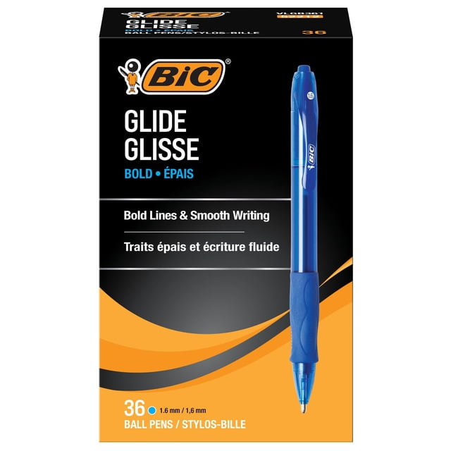 Bolígrafos BIC Glide Velocity Bold Blue Ink, paquete de 36