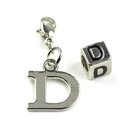 Cousin Metal "D" Charm/Bead, 2-Piece