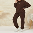 thumbnail image 4 of Ladies‘ Solid Color Long Sleeve Quarter Zip Pullover Pants Tracksuits, 4 of 9