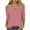 Pink, variant on 2025 New Fashion Plus Size Women's Fashionable Solid Color T-shirt 3/4 Sleeve Shirt V-neck Casual Top