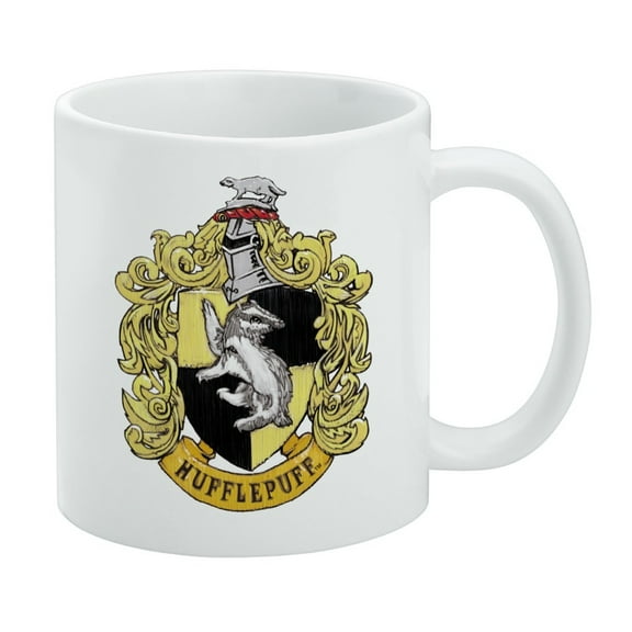 Harry Potter Hufflepuff Painted Crest White Mug