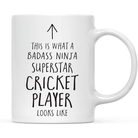 CTDream Funny 11oz. Ceramic Coffee Tea Mug Gift This is What a Badass Ninja Superstar Cricket Player Looks Like 1-Pack Birthday Christmas Gift Ideas Coworker
