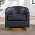 thumbnail image 4 of Comfort Pointe Irving Midnight Blue Faux Leather Wood Base Barrel Swivel Chair, 4 of 12