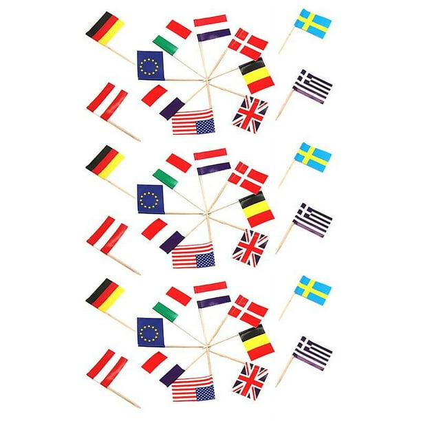 400 palillos de dientes con bandera decorativa.