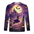thumbnail image 5 of Nmnitkp Mens Long Sleeve Tee Shirts High-Quality Fabric Casual Round Neck Long Sleeve Pullover Halloween Printed T-Shirt Blouse Tops Purple,M, 5 of 5