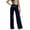 Navy, variant on Womens Pants Black White Wing Print High Waist Soft Wide-Leg Fit Panst Casual Daily Outings Weekend Elegant Stylish Trousers