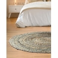 thumbnail image 5 of Unique Loom Braided Chindi Collection Area Rug - Crossed (4' 1" Round Natural/Blue), 5 of 7
