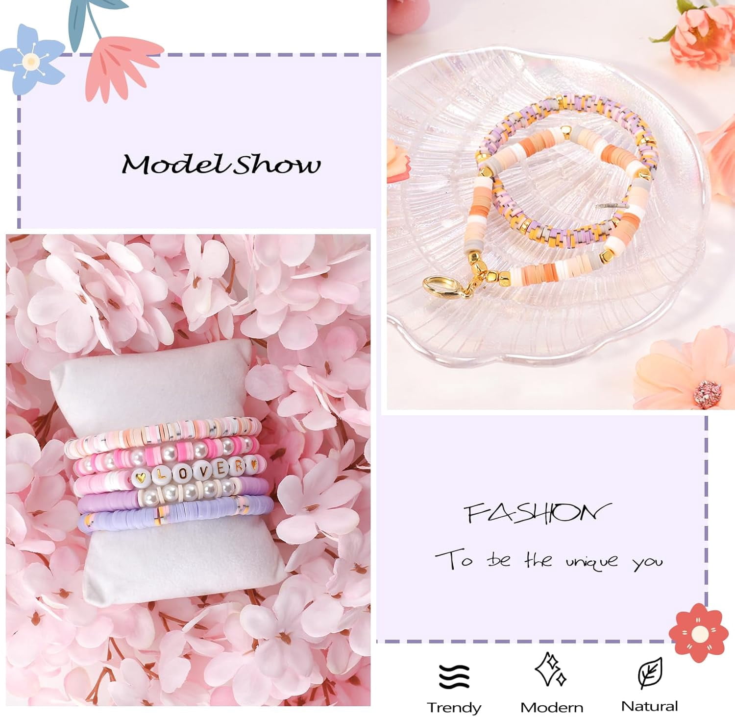 7200 Pcs Clay Beads Friendship Bracelet Making Kit, 24 Colors 6mm Polymer Heishi Beads, Pastel