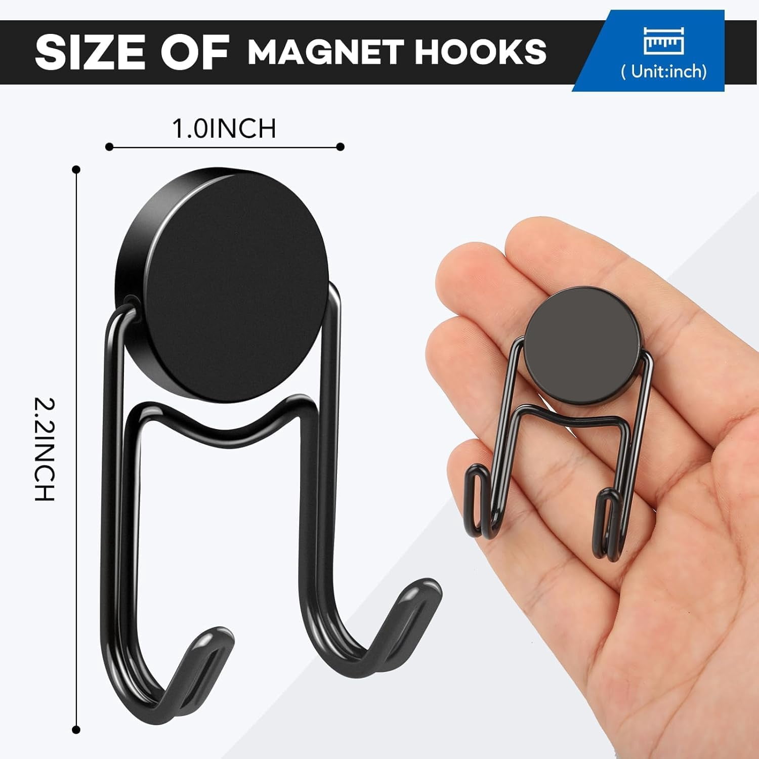 JJEAN-Magnetic Hooks, 50lbs+ 2026 Cruise Cabin Ship Essentials Magnet Hook Heavy Duty Strong Magnets Refrigerator Fridge Hanging for Classroom Beach Vacation Kitchen Home Must Haves 10 Pcs (Black)