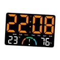 thumbnail image 3 of Reloj de pared digital, medidor de temperatura con pantalla grande, despertador para sala de estudio Naranja, 3 of 8