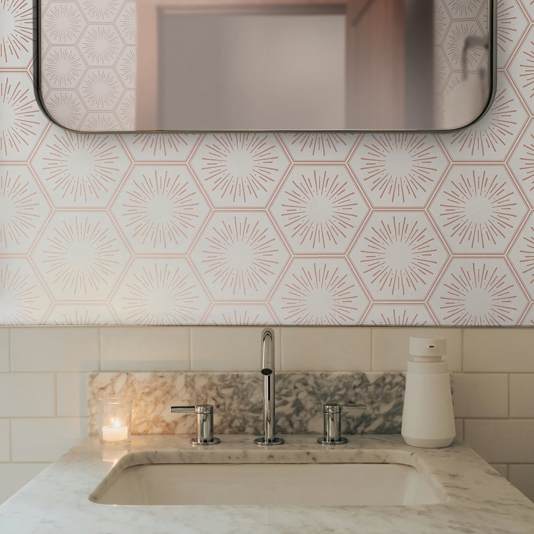 Tempaper Hello Sunshine Metallic Bronze Peel and Stick Wallpaper, 20.5" x 16.5'