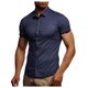 thumbnail image 3 of Camisas s Para Hombre Manga Corta Corto Collar Solid Casual Turn camisa descendente Button Men's Business Affairs Camisas Men (Navy, XXL), 3 of 7