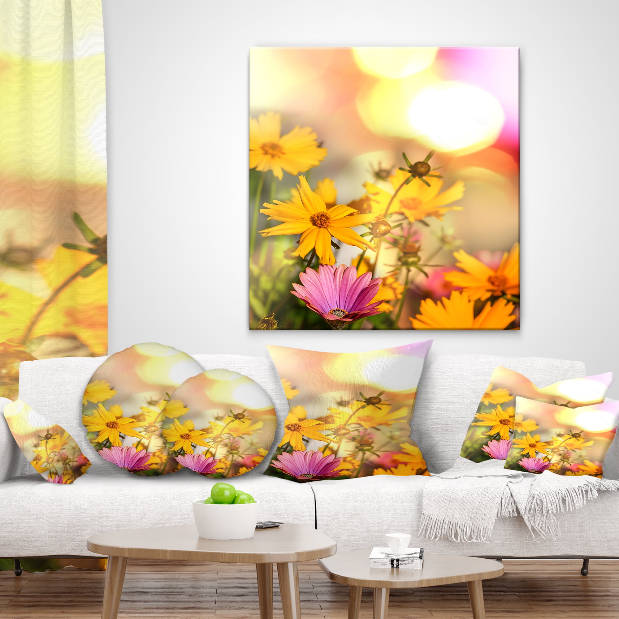 Designart 12" x 20" Yellow Polyester Throw Pillow