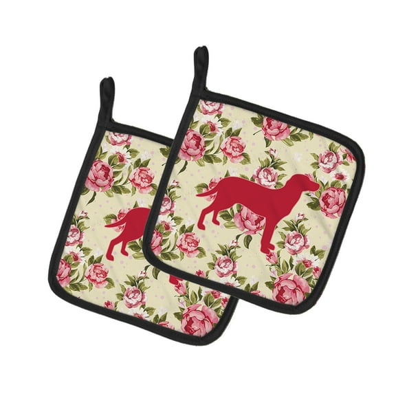 Caroline's Treasures BB1116-RS-YW-PTHD Labrador Shabby Chic Yellow Roses Pair of Pot Holders , 7.5HX7.5W, multicolor