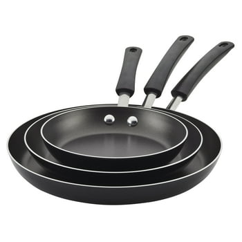 Farberware 3-Piece Easy Clean Aluminum Non-Stick Frying Pan, Fry Pan, Skillet Set, Black