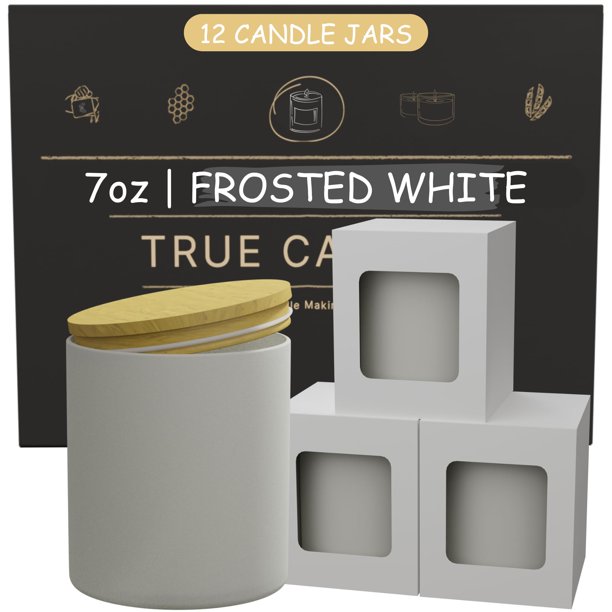 Frascos de vidrio para velas True Candle vacíos de 200 ml con tapa, 12 piezas