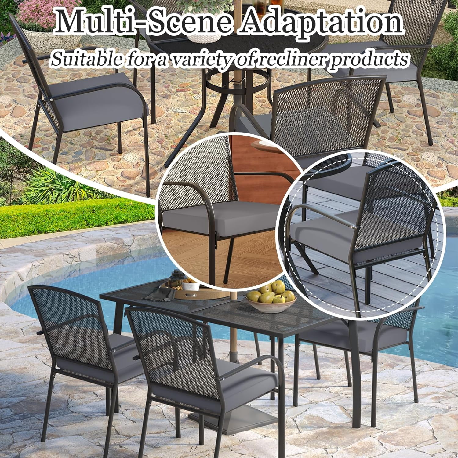 AECOJOY 19"x 19"x 3" Patio Chair Cushions Set of 2, Splashproof & Fade Resistant Outdoor Chair Cushions Square Thick Outdoor Furniture Cushions in Beige