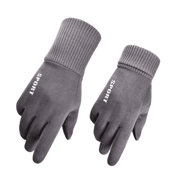 Suede Gloves For Men And Women In Autumn And Winter Windproof Warm Outdoor Running Touch Screen Non-slip Plus Velvet Padded Riding Gloves