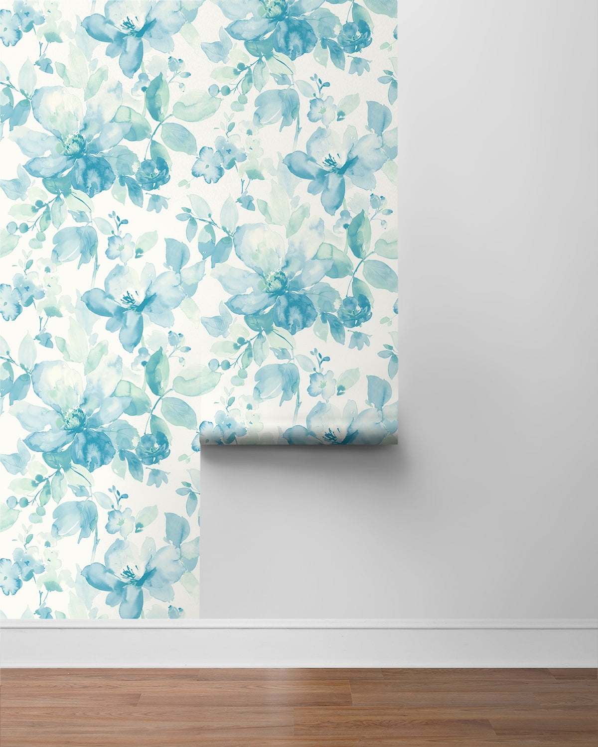 NextWall  Watercolor Flower Peel and Stick Wallpaper 20.5 in. W x 18 ft. L - Seaglass
