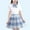 Blue, variant on Kids Girls School Uniform 3-Piece Set Suit Solid Color Short Sleeved Top and Elastic Waist Half Skirt With Tie Outfits