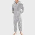 thumbnail image 5 of Winter Warm Teddy Fleece Pajamas for Men Plush Zipper Onesie Fluffy Hooded Sleepwear One Piece Sleep Lounge Pajama Jumpsuits, 5 of 6