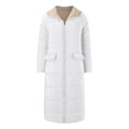 thumbnail image 3 of Long Winter Coats for Women Warm Oversized Reversible Fleece Puffer Shearling Down Jackets Outerwear with Hood White L, 3 of 8