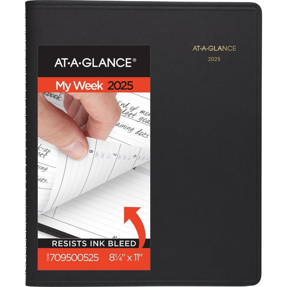 AT-A-GLANCE 2025 Weekly Appointment Book Planner Black Large 8 14 x 11 - Weekly