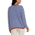 thumbnail image 3 of INSPIRE CHIC Women's Striped Sweater Casual Curved Hem Drop Shoulder Sweaters Pullover Top XL Blue, 3 of 6