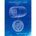 thumbnail image 2 of Borders, Cole 19x24 White Modern Wood Framed Museum Art Print Titled - PP730-Faded Blueprint Beer Keg Patent Poster, 2 of 4