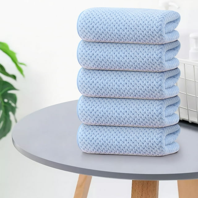 Juego de Toallas de Terciopelo con Cuadros de Pino | Pack de 5 Toallas Suaves y Absorbentes para Rostro y Manos | Toallas de Baño de 35 X 75 Cm En 7 Colores | Secado Rápido y Resistentes
