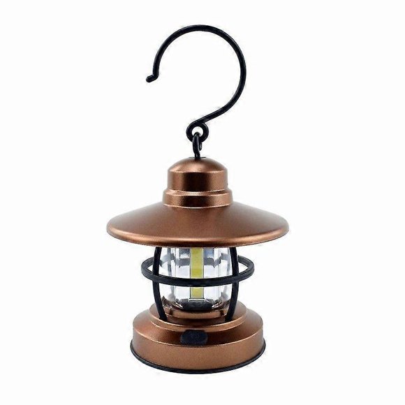 Portable Electric Camping Lantern Lamp - Retro Metal Cob Led Camping Light With Foldable Hook, Battery Powered Camping LanternScvvd