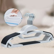 WHAMVOX Black Plastic Hangers with Non Slip Grip for Hanging Clothes and Strong 10 Pieces